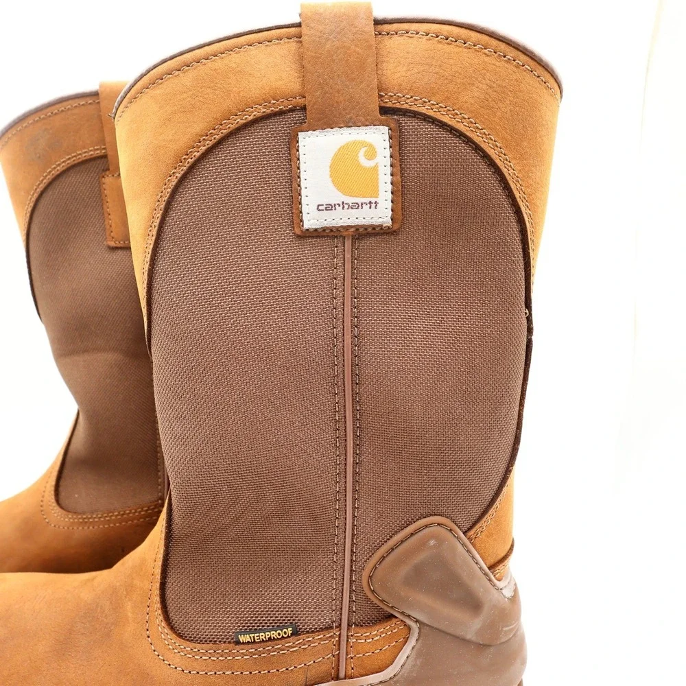 Carhartt Work Boots Mens 10.5 M Brown Leather Waterproof Wellington CMP1100 NIB